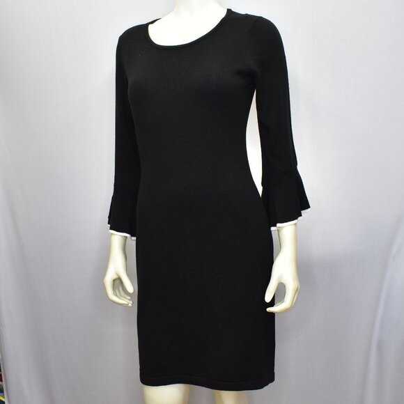 CALVIN KLEIN SHEATH BLACK‎ SWEATER DRESS SZ PET MD - Picture 4 of 11